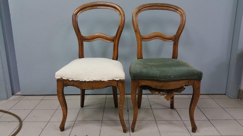 Réfection de rembourrage d'anciennes chaises