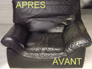 Rénovation avant après d'un fauteuil en cuir